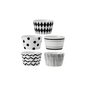 Black & White Pattern Bowls – Set of 5